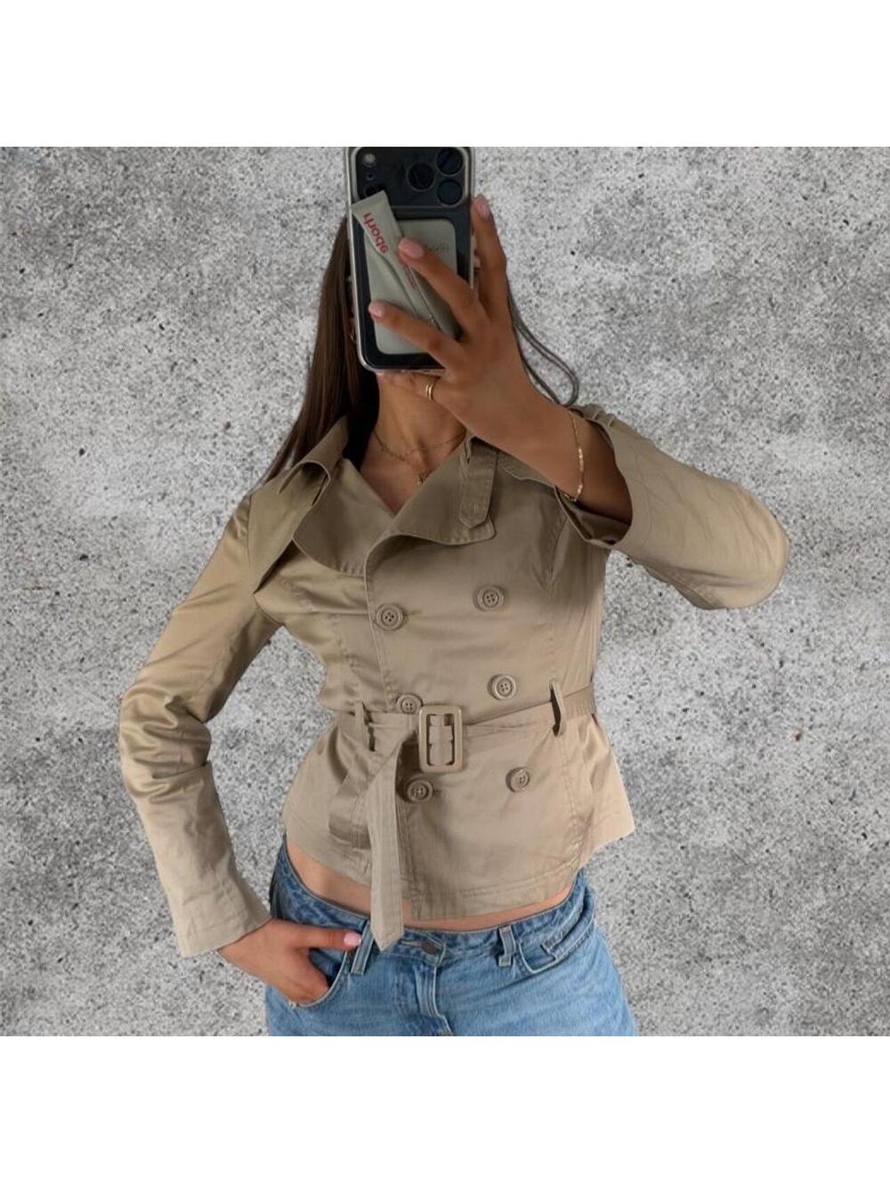 Seductions tan short trench coat